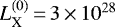 Mathematical equation: $L^{(0)}_{\textrm{X}}\,{=}\,3\,{\times}\,10^{28}$