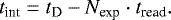 Mathematical equation: \begin{equation*} t_{\text{int}} = t_{\text{D}} - N_{\text{exp}} \cdot t_{\text{read}}. \end{equation*}
