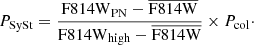 Mathematical equation: $$ \begin{aligned} P_{\rm SySt} = \frac{\mathrm{F814W}_{\rm PN}-\overline{\mathrm{F814W}}}{\mathrm{F814W}_{\rm high}-\overline{\mathrm{F814W}}} \times P_{\rm col}\cdot \end{aligned} $$
