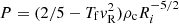 Mathematical equation: $ P=(2/5-T_{\mathrm{f}}v_{\mathrm{R}}^{2})\rho_{\mathrm{c}}R_{i}^{-5/2} $