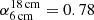 Mathematical equation: $ \alpha^{18\,\rm cm}_{6\,\rm cm}=0.78 $