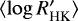 Mathematical equation: $\langle{\log R\ensuremath{'}_{\textrm{HK}}}\rangle$