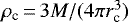 Mathematical equation: $\rho_{\textrm{c}}\,{=}\,3M/(4\pi r_{\textrm{c}}^3)$