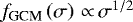 Mathematical equation: $f_{\textrm{GCM}} \left( \sigma \right) \,{\propto}\, \sigma^{1/2}$