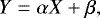 Mathematical equation: \begin{equation*} Y = \alpha X + \beta, \end{equation*}
