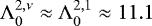 Mathematical equation: ${\Lambda_{0}^{2,\nu}} \approx {\Lambda_{0}^{2,1}} \approx 11.1$