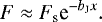 Mathematical equation: \begin{equation*} F \approx F_{\textrm{s}} {\textrm{e}}^{- b_{\textrm{J}} x}. \vspace*{-1pt}\end{equation*}