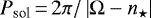 Mathematical equation: $P_{\textrm{sol}}\,{=}\,2 \pi / \left|{ \Omega - n_{\star} }\right|$