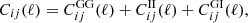 Mathematical equation: $$ \begin{aligned} C_{ij}(\ell ) = C^{{\mathrm{GG}}}_{ij}(\ell ) + C^{{\mathrm{II}}}_{ij}(\ell ) + C^{{\mathrm{GI}}}_{ij}(\ell ), \end{aligned} $$