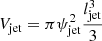 Mathematical equation: $ V_{\mathrm{jet}} = \pi \psi_{\mathrm{jet}}^2 \dfrac{l_{\mathrm{jet}}^3}{3} $