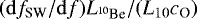 Mathematical equation: $(\mathrm{d}f_{\textrm{SW}}/\mathrm{d}f) L_{^{10}\textrm{Be}}/(L_{10}c_{\textrm{O}})$