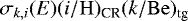 Mathematical equation: $\sigma_{k,i}(E)(i/\mathrm{H})_{\textrm{CR}}(k/\mathrm{Be})_{\textrm{tg}}$