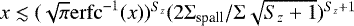 Mathematical equation: $x\lesssim (\sqrt{\pi}\mathrm{erfc}^{-1}(x))^{S_z}(2\Sigma_{\textrm{spall}}/\Sigma\sqrt{S_z+1})^{S_z+1}$