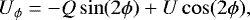 Mathematical equation: \begin{equation*} U_{\phi} = -Q\sin(2\phi) + U \cos(2\phi),\end{equation*}