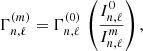 Mathematical equation: $$ \begin{aligned} \Gamma _{n,\ell }^{(m)} = \Gamma _{n,\ell }^{(0)} \, \left( \frac{I_{n,\ell }^{0} }{I_{n,\ell }^{m} } \right) , \end{aligned} $$