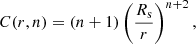 Mathematical equation: $$ \begin{aligned} C(r,n) = (n+1)\left(\frac{R_{\rm s}}{r}\right)^{n+2}, \end{aligned} $$