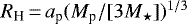 Mathematical equation: $R_{\textrm{H}}\,{=}\,a_{\textrm{p}}(M_{\textrm{p}}/[3M_{\star}])^{1/3}$