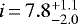 Mathematical equation: $i\,{=}\,7.8_{-2.0}^{+1.1}$