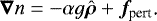 Mathematical equation: \begin{equation*}\bm\nabla n=-\alpha g\hat{\bm\rho}+\bm{f}_{\text{pert}}\text{.} \end{equation*}