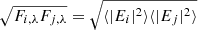 Mathematical equation: $ \sqrt{F_{i,\lambda} F_{j,\lambda}} = \sqrt{\langle |E_i|^2 \rangle \langle |E_j|^2 \rangle} $
