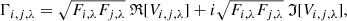 Mathematical equation: $$ \begin{aligned} \Gamma _{i,j,\lambda }= \sqrt{F_{i,\lambda } F_{j,\lambda }} \ \mathfrak{R} [ V_{i,j,\lambda }] + i \sqrt{F_{i,\lambda } F_{j,\lambda }} \ \mathfrak{I} [ V_{i,j,\lambda }], \end{aligned} $$