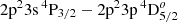 Mathematical equation: $ {2{\rm p}^23{\rm s}\,^4{\rm P}_{3/2}} - {2{\rm p}^23{\rm p}\,^4{\rm D}^o_{5/2}} $