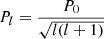 Mathematical equation: $ P_{l}=\frac{P_0}{\sqrt{l(l+1)}} $