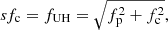 Mathematical equation: $$ \begin{aligned} s f_{\rm c} = f_{\rm UH} = \sqrt{f_{\rm p}^2 + f_{\rm c}^2}, \end{aligned} $$