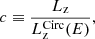 Mathematical equation: $$ \begin{aligned} c \equiv \frac{L_{\rm z}}{L_{\rm z}^\mathrm{Circ}(E)}, \end{aligned} $$