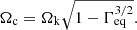 Mathematical equation: $$ \begin{aligned} \Omega _{\rm c}=\Omega _{\rm k} \sqrt{1-\Gamma _{\rm eq}^{3/2}}. \end{aligned} $$