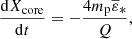 Mathematical equation: $$ \begin{aligned} \frac{\mathrm{d}X_{\rm core}}{\mathrm{d}t}=-\frac{4 m_{\rm p} \overline{\varepsilon }_*}{Q}, \end{aligned} $$