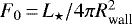 Mathematical equation: $F_{0}\,{=}\,L_{\star}/4\pi R_{\textrm{wall}}^2$