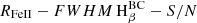 $ {R}_{\mathrm{FeII}}-{FWHM \,\mathrm{H}}_{\beta}^{\mathrm{BC}}-{S}/{N} $