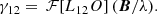 $$ \begin{aligned} \gamma _{12} = \,\mathcal{F} \!\left[ L_{12}O \right](\boldsymbol{B}/\lambda ). \end{aligned} $$