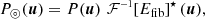 $$ \begin{aligned} P_\circledcirc (\boldsymbol{u}) = P(\boldsymbol{u}) \, \,\mathcal{F} ^{\scriptscriptstyle -1}\!\left[ E_\mathrm{fib} \right]^{\star } (\boldsymbol{u}), \end{aligned} $$