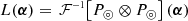 $$ \begin{aligned} L(\boldsymbol{\alpha }) = \,\mathcal{F} ^{\scriptscriptstyle -1}\!\left[ P_\circledcirc \otimes P_\circledcirc \right](\boldsymbol{\alpha }) \end{aligned} $$