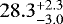 Mathematical equation: $28.3^{+2.3}_{-3.0}$