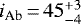 Mathematical equation: $i_{\textrm{Ab}}\,{=}\,45^{+3}_{-4}$