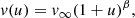 $$ \begin{aligned} v(u)=v_\infty (1+u)^\beta , \end{aligned} $$