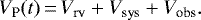 \begin{equation*} V_{\textrm{P}}(t)\,{=}\,V_{\textrm{rv}}&#x002B;V_{\textrm{sys}}&#x002B;V_{\textrm{obs}} .\end{equation*}