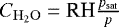 $C_{\mathrm{H}_2\mathrm{O}}=\textrm{RH}\frac{p_{\mathrm{sat}}}{p}$