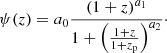 $$ \begin{aligned} \psi (z) = a_0 \frac{(1+z)^{a_1}}{1+\left(\frac{1+z}{1+z_{\rm p}}\right)^{a_2}} \cdot \end{aligned} $$