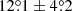 $ 12{{\overset{\circ}{.}}}1 \pm 4{{\overset{\circ}{.}}}2 $