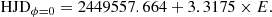 $$ \begin{aligned} \mathrm{HJD} _{\phi =0} = 2449557.664 + 3.3175 \times E. \end{aligned} $$