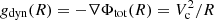 $ {g}_{\mathrm{dyn}} (R)=- \nabla \Phi_{\mathrm{tot}}(R) =V_{\rm c}^2/R $