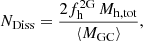 $$ \begin{aligned} N_{\rm Diss}=\frac{2f_{\rm h}^\mathrm{2G}\,M_{\rm h,tot}}{\langle M_{\rm GC}\rangle }, \end{aligned} $$