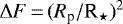 $\Delta {F}\,{=}\,{({R}_{\textrm{p}} / \textrm{R}_{\star})}^2$