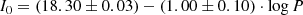 $$ \begin{aligned} I_0 = (18.30\pm 0.03) - (1.00\pm 0.10) \cdot \log {P} \end{aligned} $$