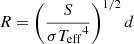 $$ \begin{aligned} R=\left(\frac{S}{\sigma {T_{\rm eff}}^4}\right)^{1/2}d \end{aligned} $$