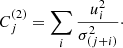$$ \begin{aligned} C_j^{(2)} = \sum \limits _i \frac{u_i^2}{\sigma _{(j+i)}^2} \cdot \end{aligned} $$